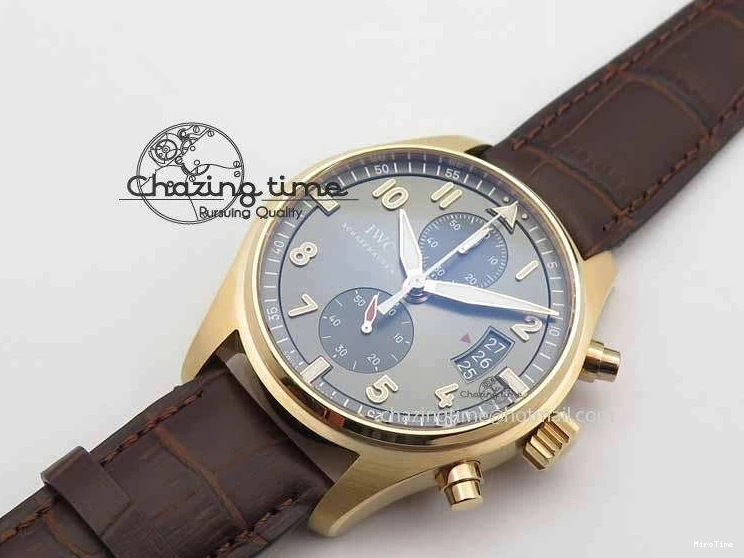 MIROTIME 0725 Pilot Chrono RG 3878 V6F Best Edition Gray Dial On Brown Leather Strap A Contemporary 7254